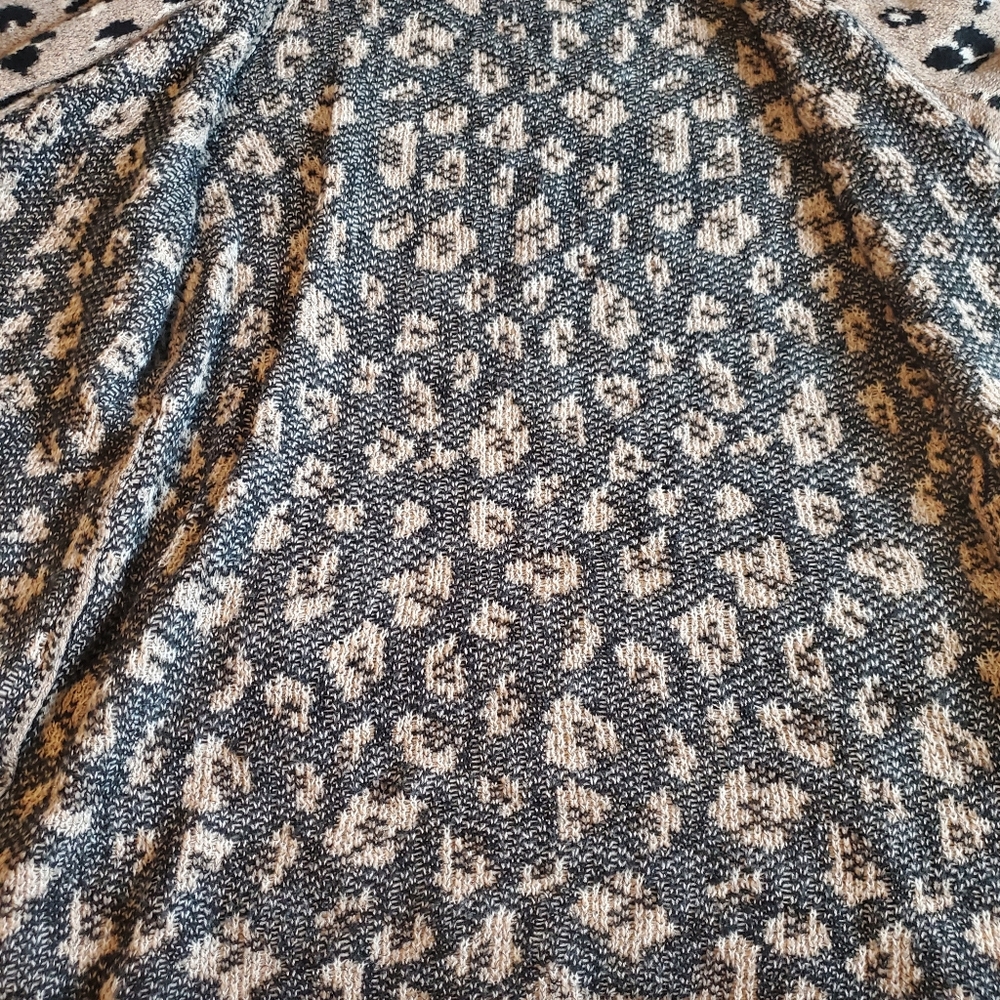 Nine West leopard print long coatigan Size 2x Open Front W Pockets MobWife - Picture 9 of 10